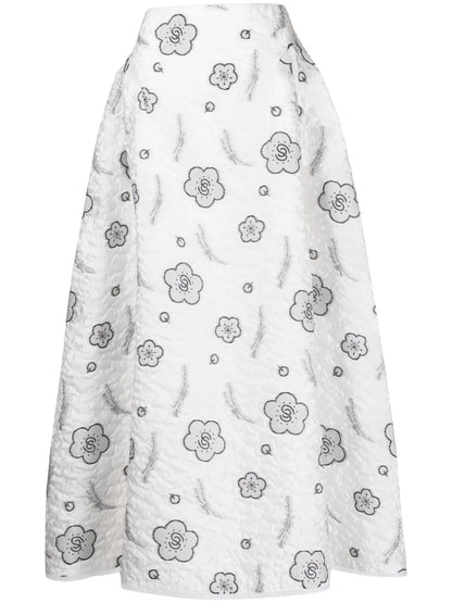 Quilted A-Line Jacquard Skirt