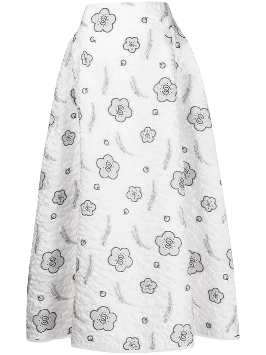 Quilted A-Line Jacquard Skirt