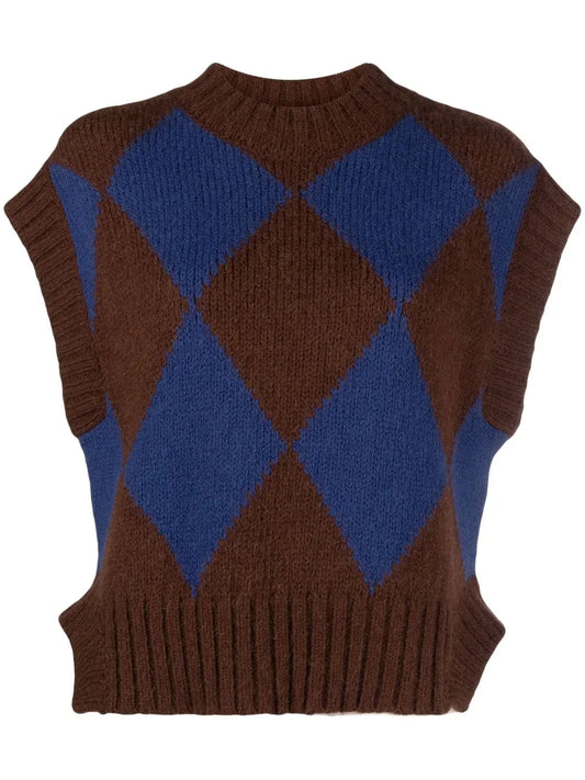 Argyle-Check Knitted Vest