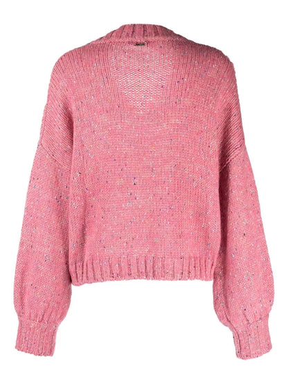 Open-Knit V-Neck Jumper