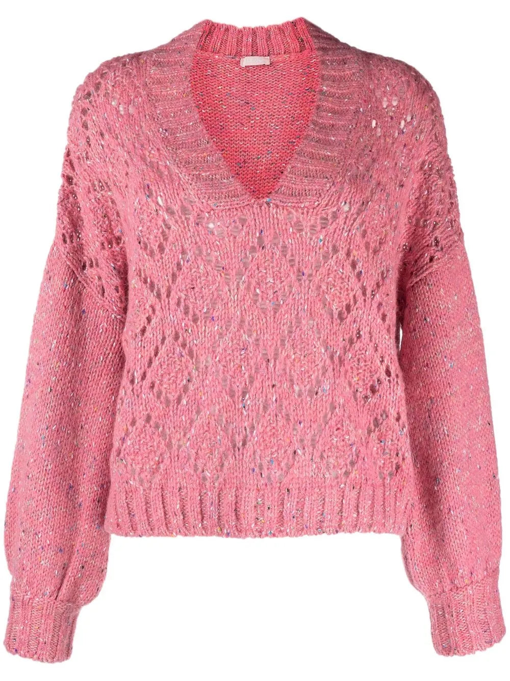 Open-Knit V-Neck Jumper