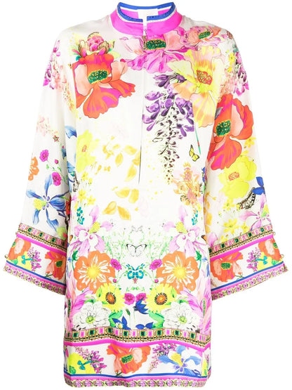 Zipped Silk Shirt Dress
