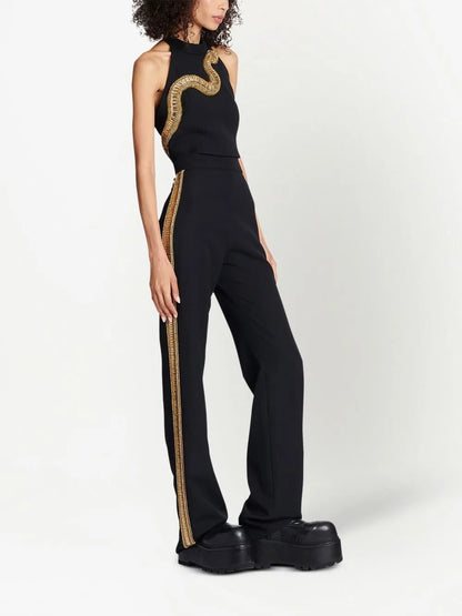Sequin-Embellished Wide-Leg Trousers