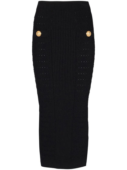 Ribbed-Knit Pencil Skirt