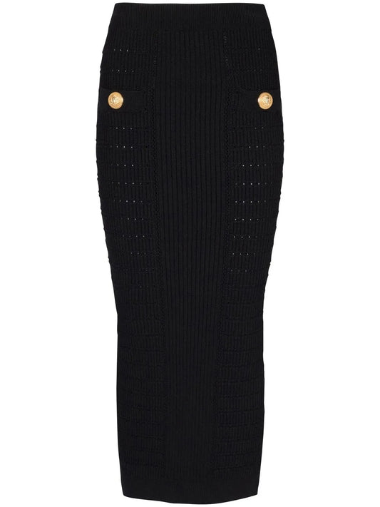 Ribbed-Knit Pencil Skirt
