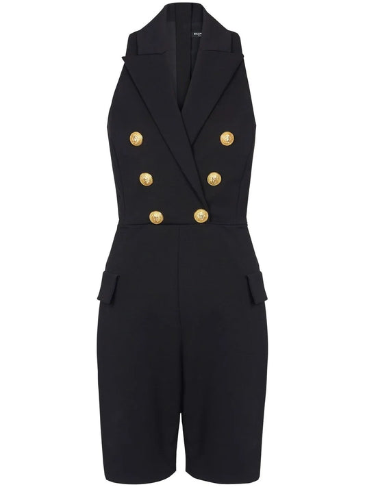 Peak-Lapels Double-Breasted Playsuit