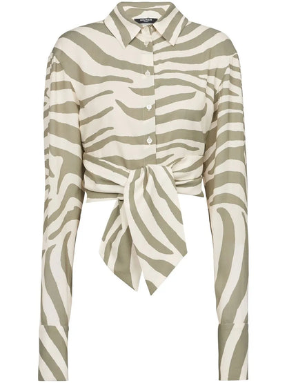 Animal-Print Tie-Waist Shirt