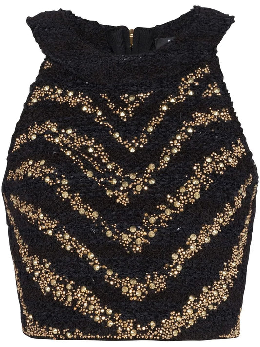 Sequin-Embellished Knitted Top