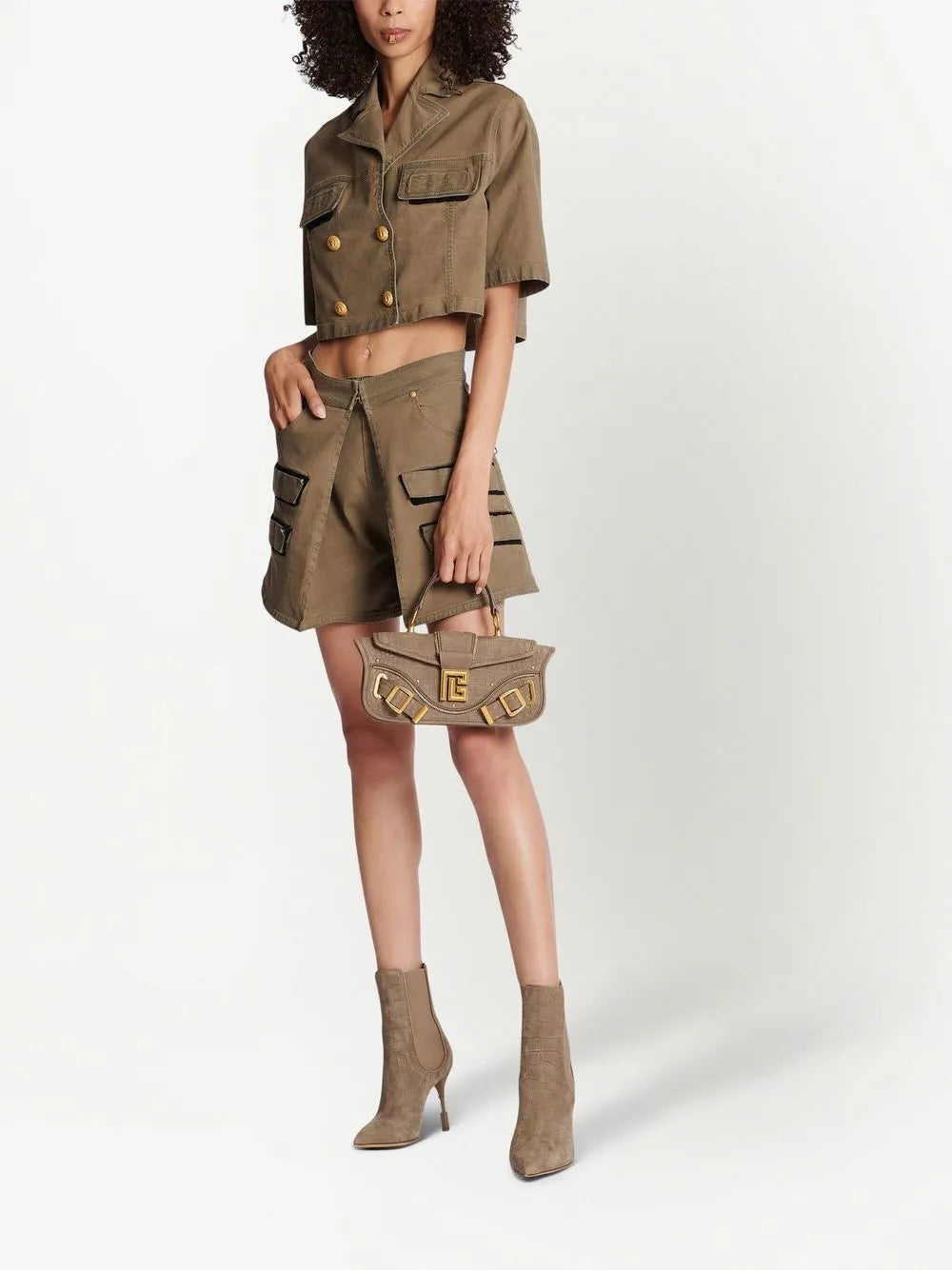 Double-Breasted Cropped Blouse