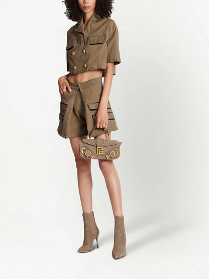 Double-Breasted Cropped Blouse