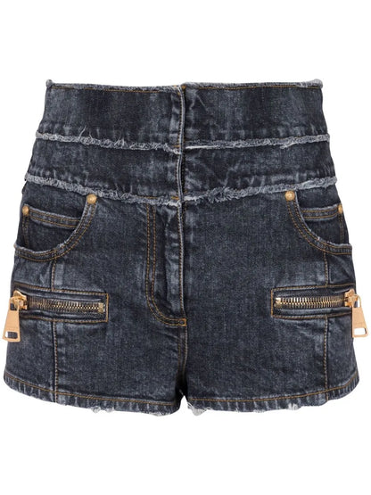 Multi-Pocket Denim Shorts