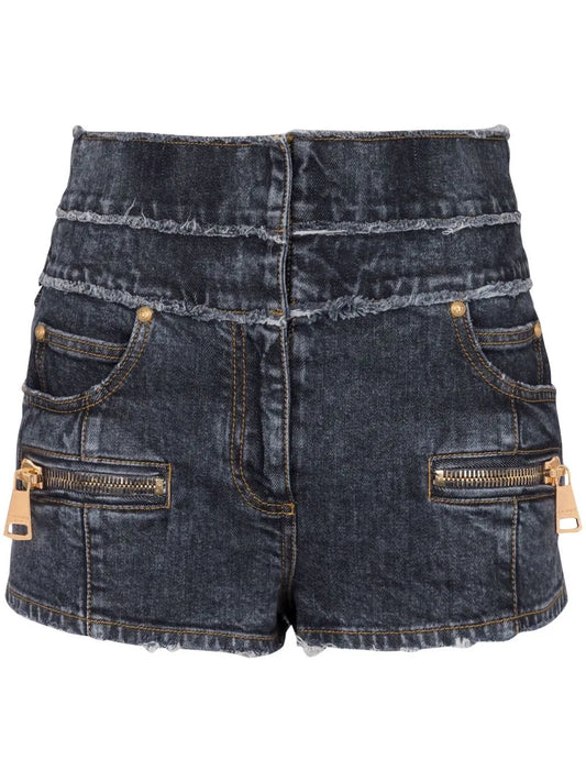 Multi-Pocket Denim Shorts