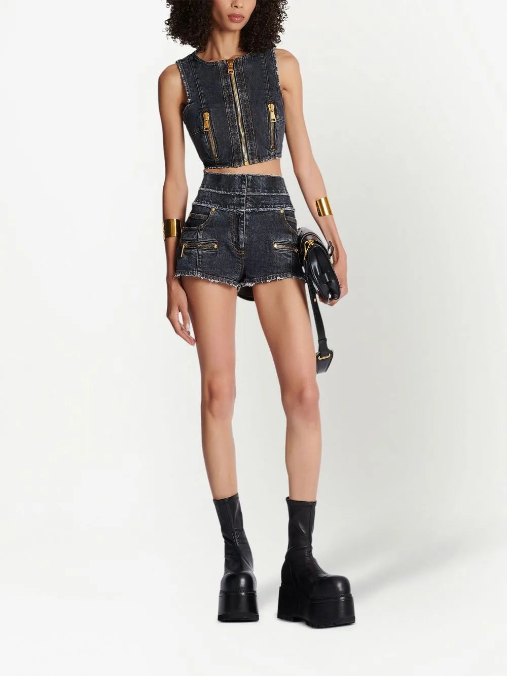 Multi-Pocket Denim Shorts