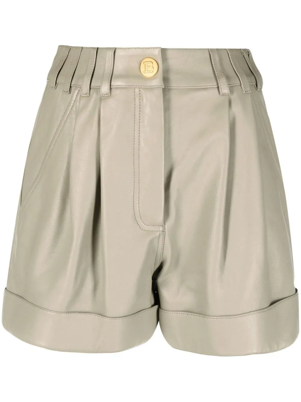 High-Waisted Lambskin Shorts