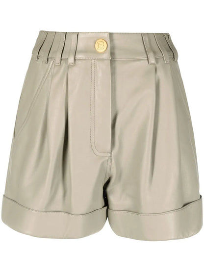 High-Waisted Lambskin Shorts