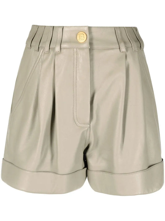 High-Waisted Lambskin Shorts