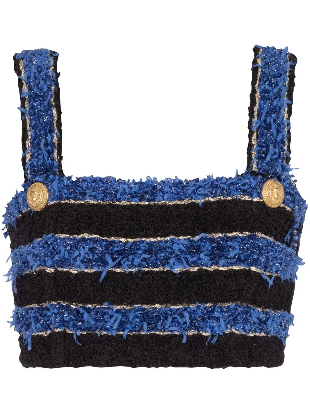 Button-Detail Tweed Crop Top
