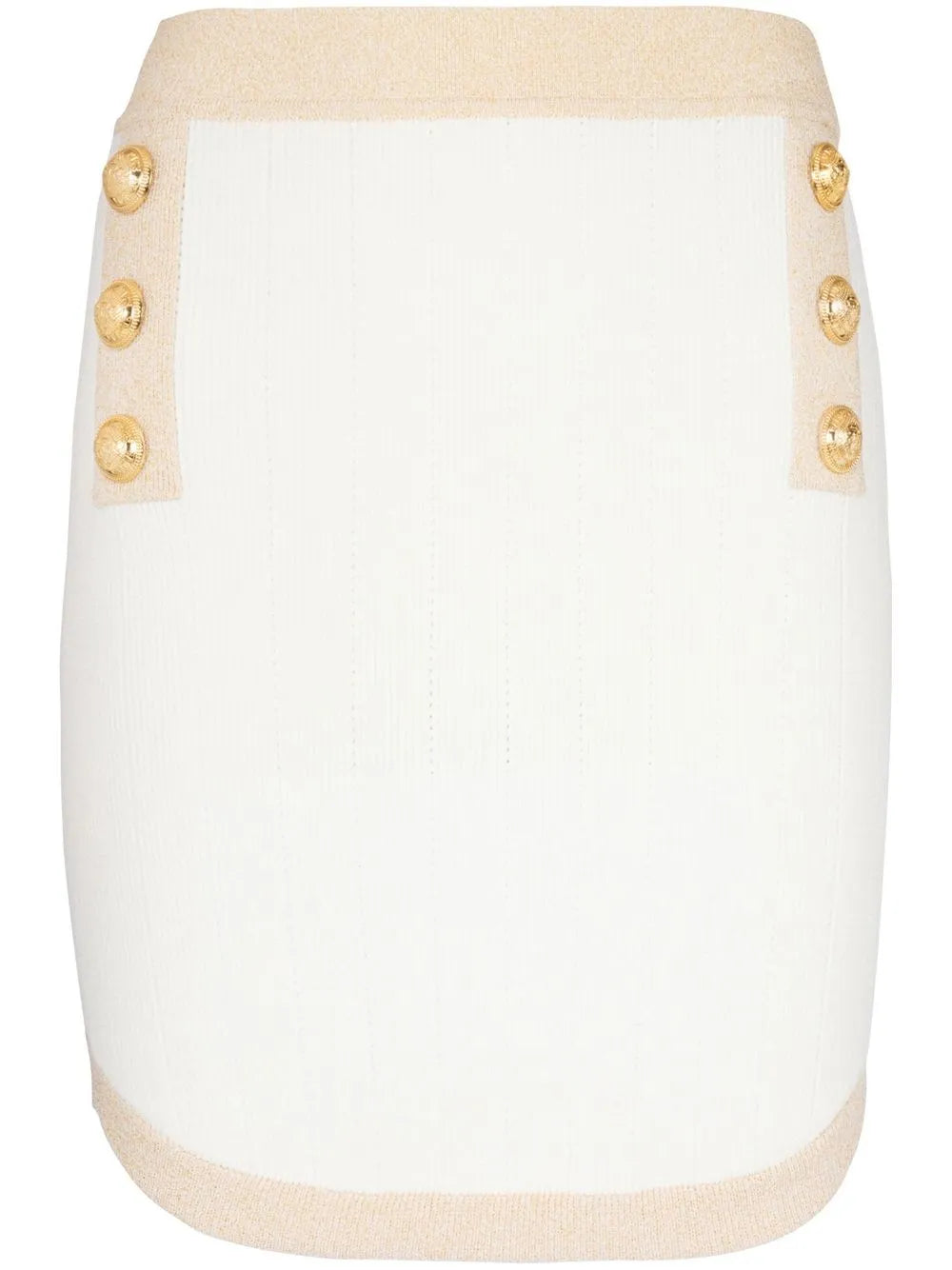 Button-Embellished Knitted Miniskirt