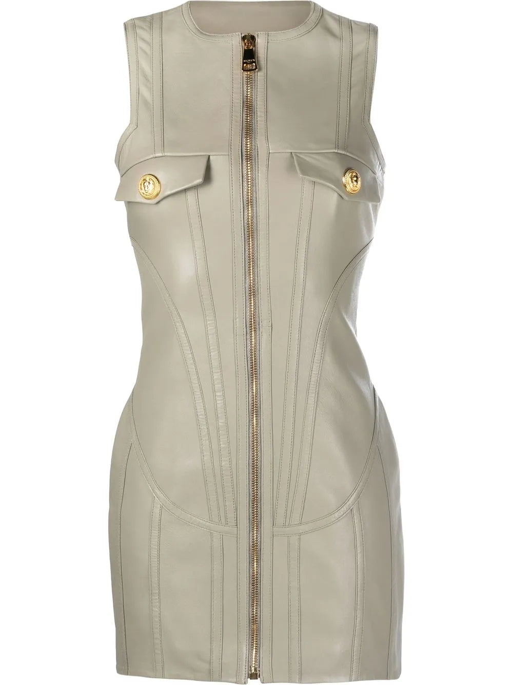 Panelled Leather Minidress