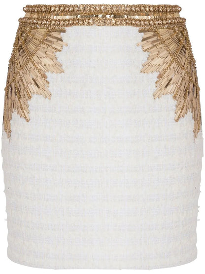 Sequin-Embellished Tweed Skirt