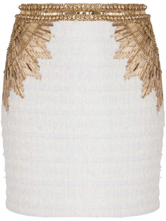 Sequin-Embellished Tweed Skirt