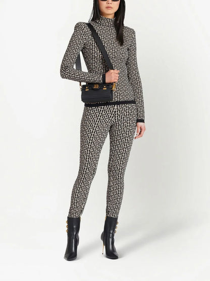 Monogram-Print High-Waisted Leggings
