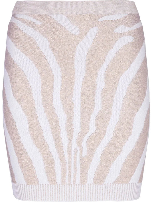 Zebra Intarsia-Knit Miniskirt