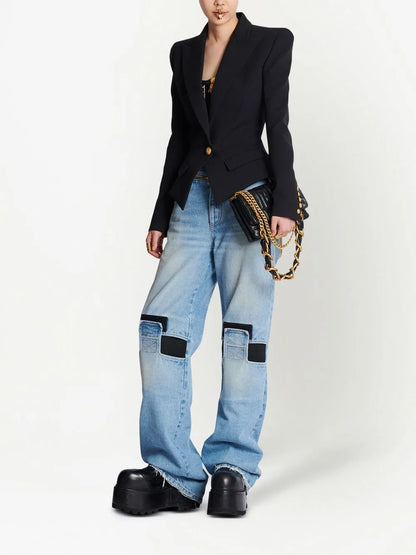 Flap-Pockets Single-Breasted Blazer