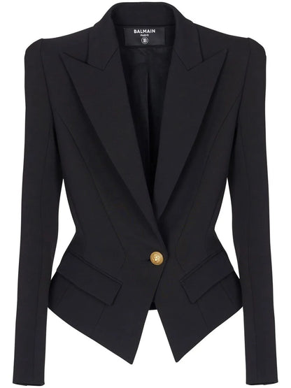 Flap-Pockets Single-Breasted Blazer