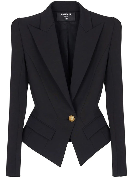 Flap-Pockets Single-Breasted Blazer