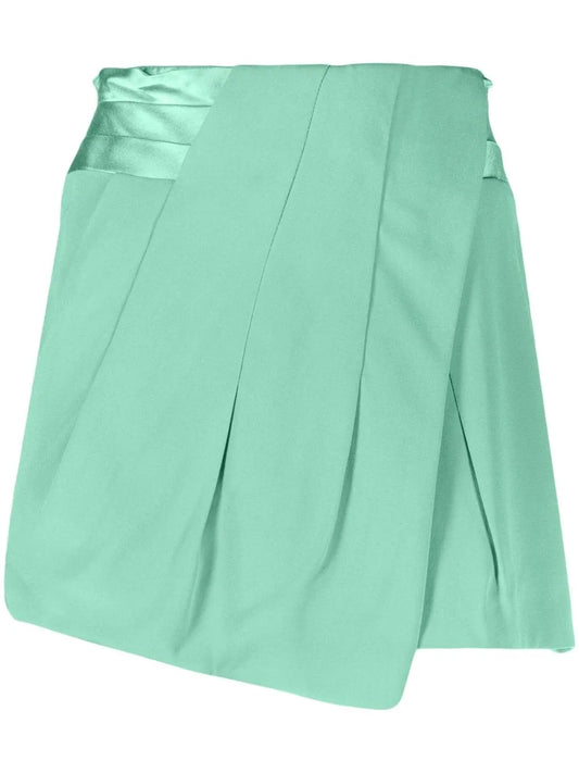 Asymmetric Pleated-Panel Shorts