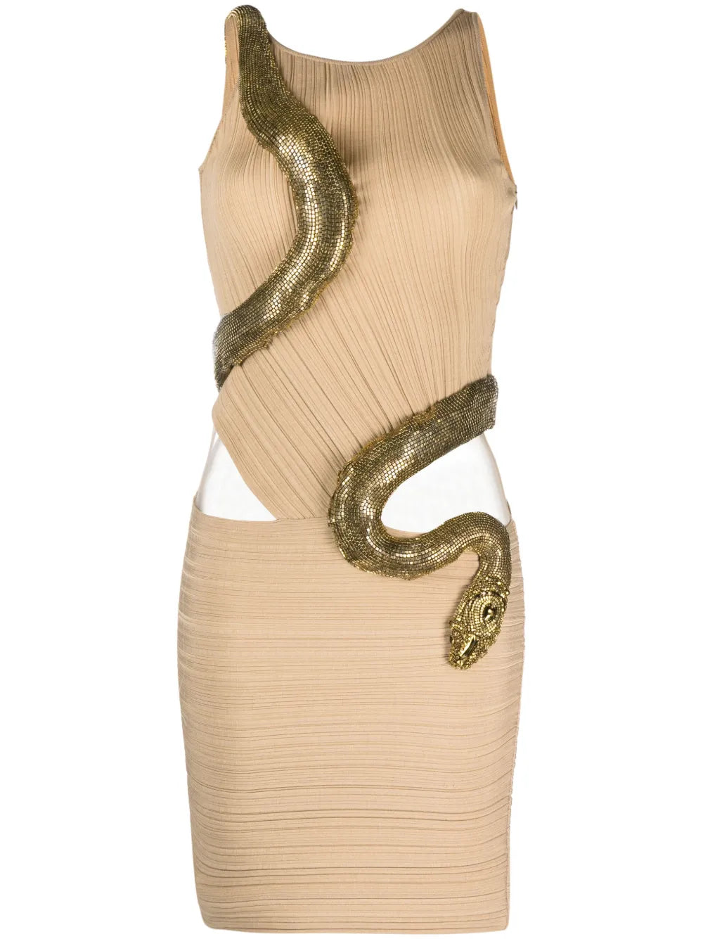 Embellished Snake-Detail Minidress