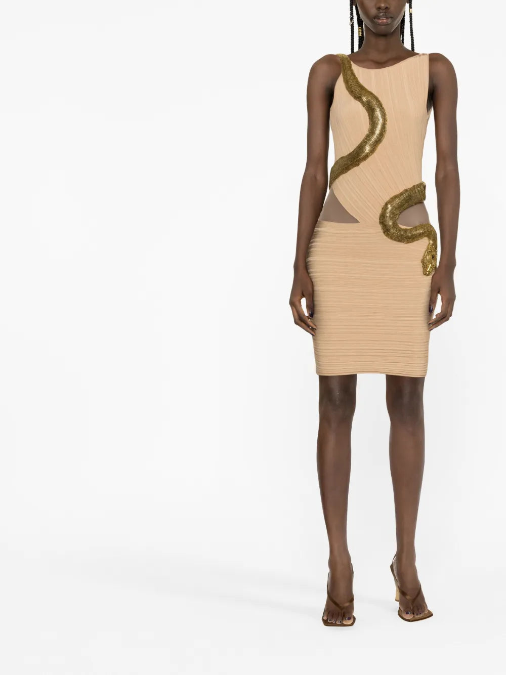 Embellished Snake-Detail Minidress