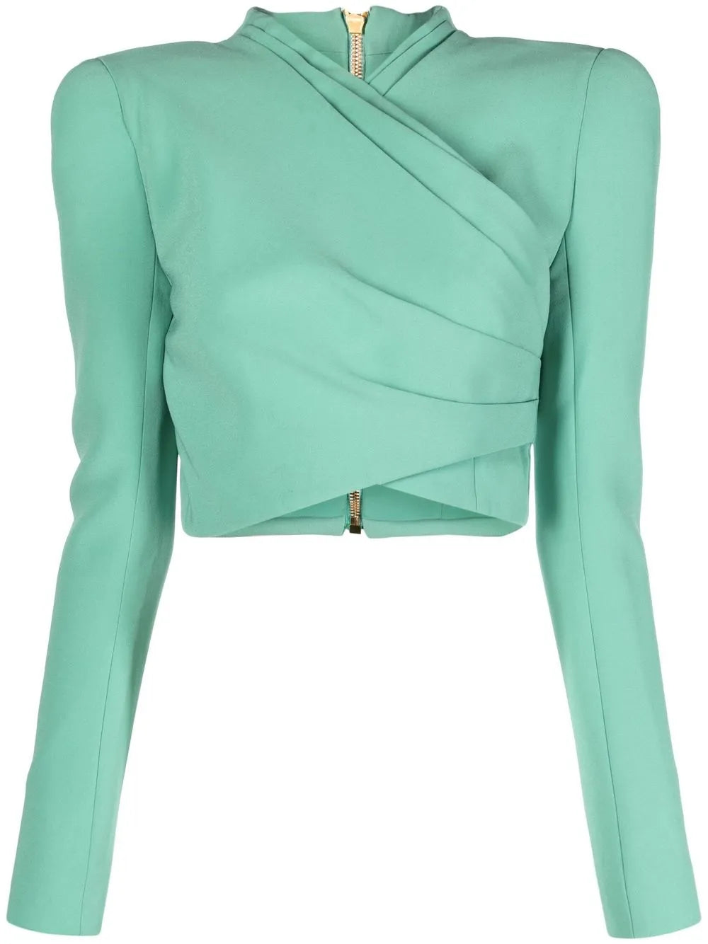 Wrap-Design Long-Sleeve Crop Top