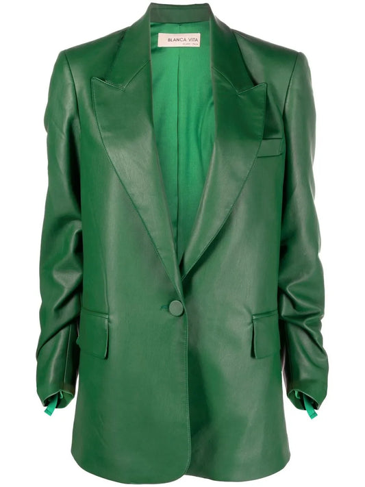 Polished-Finish Single-Breasted Blazer