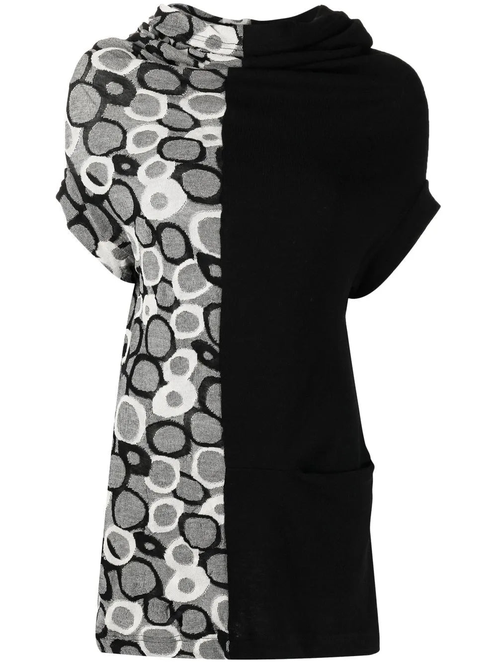 Contrast-Panel Abstract-Print Top