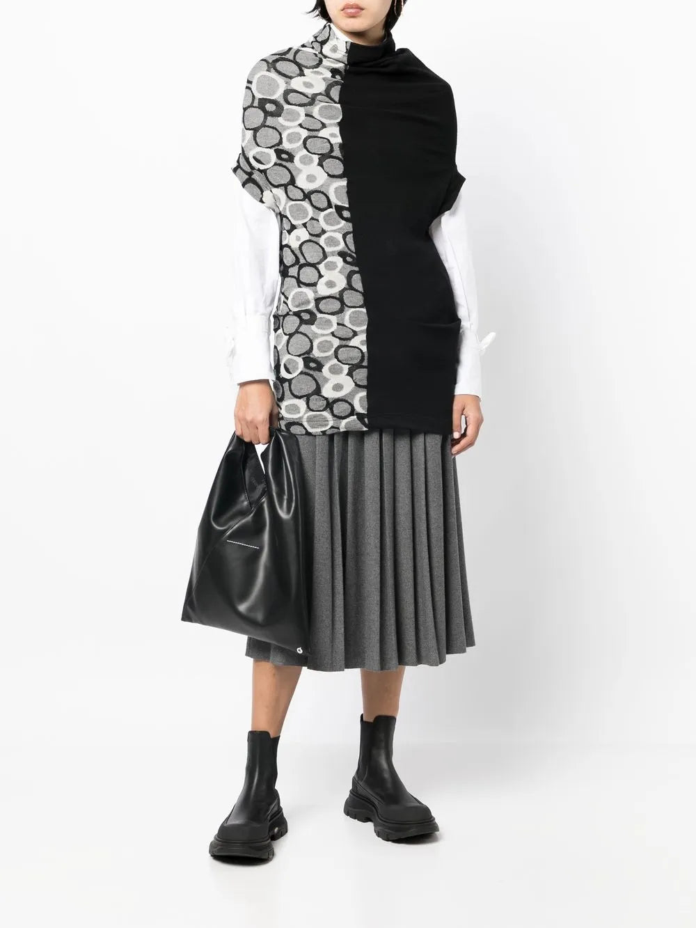 Contrast-Panel Abstract-Print Top