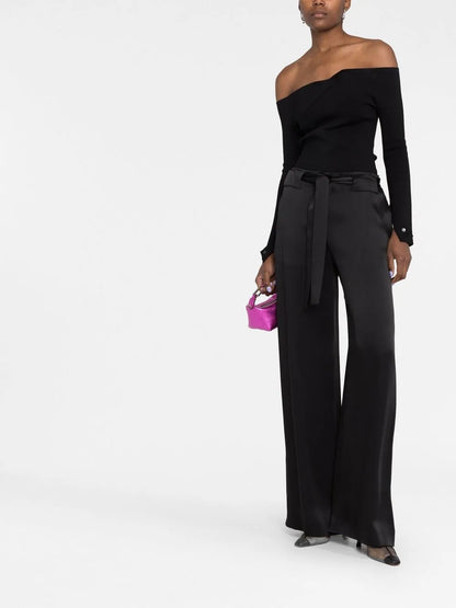 Wide-Leg Silk Trousers