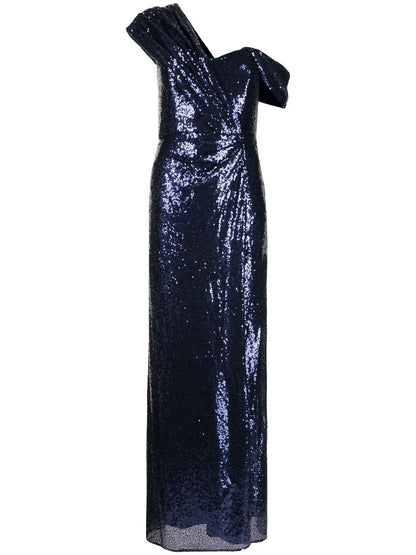 High-Shine Cold-Shoulder Midi Dress