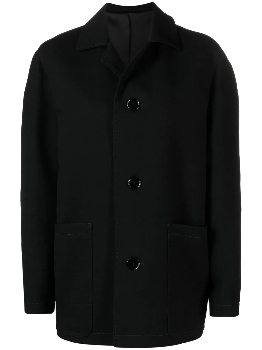 Curved-Shoulder Button-Front Jacket