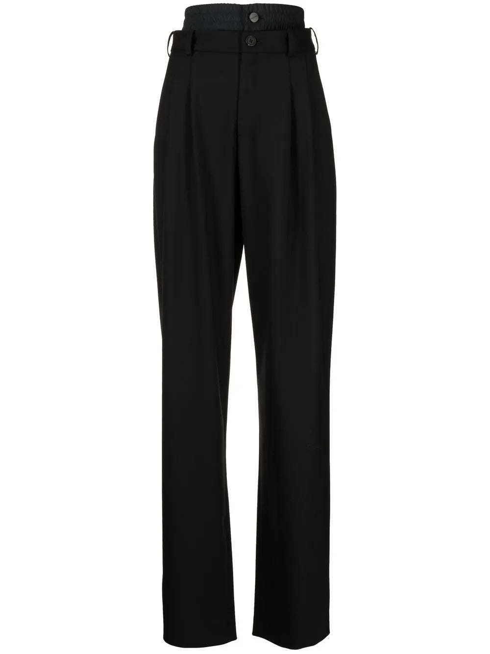 Double-Waist Straight-Leg Trousers