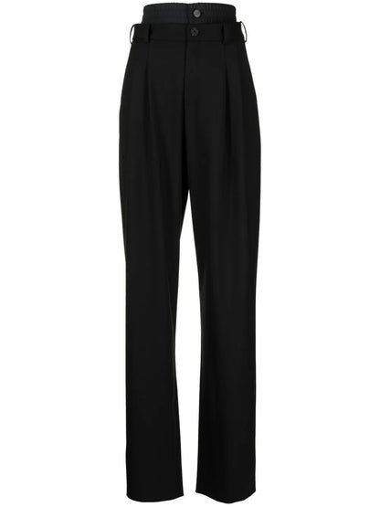 Double-Waist Straight-Leg Trousers