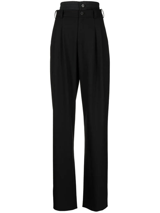 Double-Waist Straight-Leg Trousers