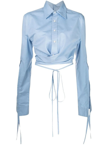 Cropped Wrap-Front Shirt