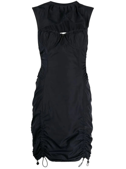 Cut-Out Drawstring-Detail Mini Dress