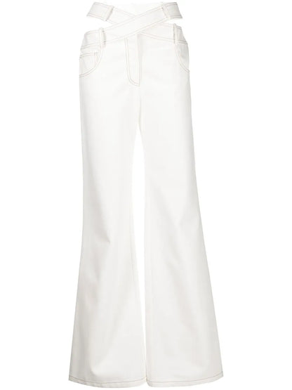 Criss-Cross Wide-Leg Jeans