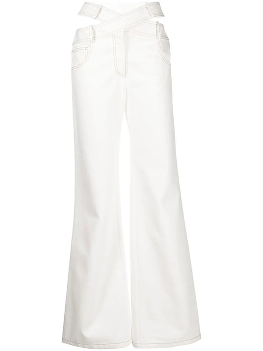Criss-Cross Wide-Leg Jeans