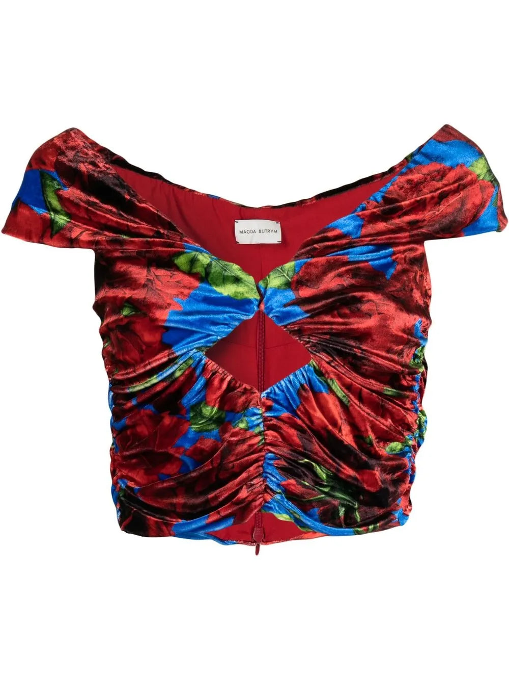 Floral-Print Velvet Top