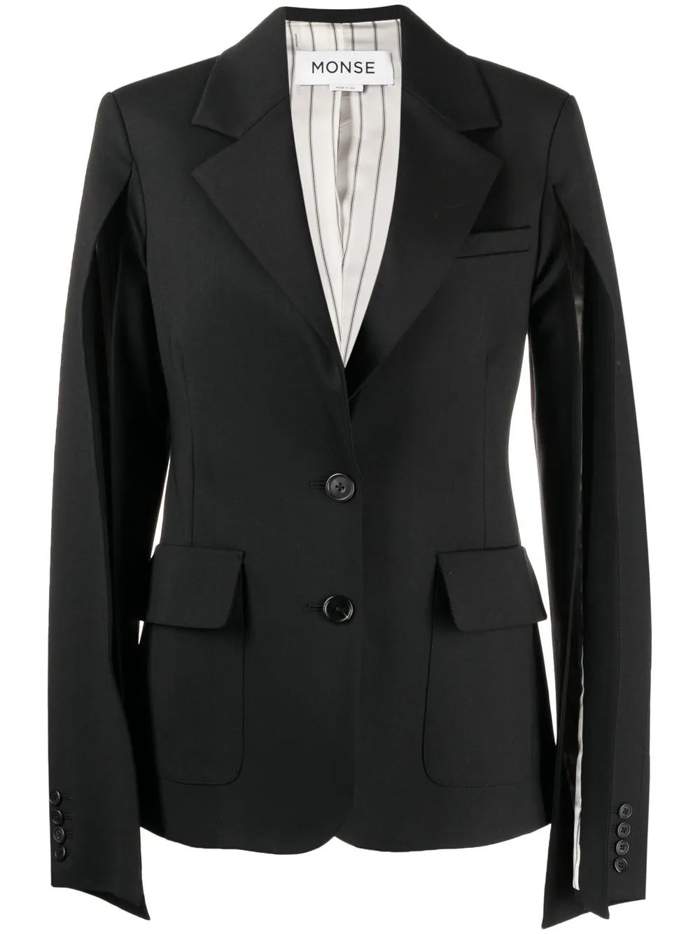 Arm-Slit Wool-Blend Blazer