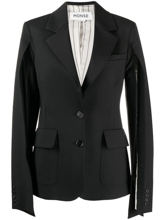 Arm-Slit Wool-Blend Blazer